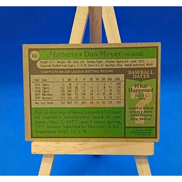 1979 Topps - Dan Meyer #683 Mariners - Picture 4 of 4